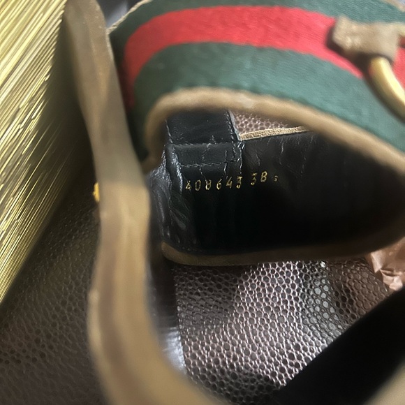 Gucci Brown Suede Web Horsebit Block Heel Slingback Sandal - Picture 11 of 11